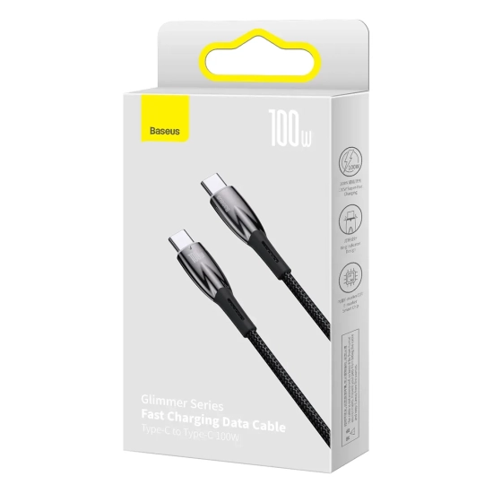 Kabel Baseus Glimmer USB-C – USB-C 100W 1 m czarny