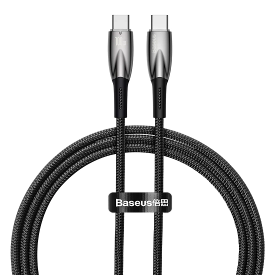 Baseus Glimmer Series USB-C – USB-C 100W 1 m czarny – przewód ze złączami USB-C – USB-C w kolorze czarny.