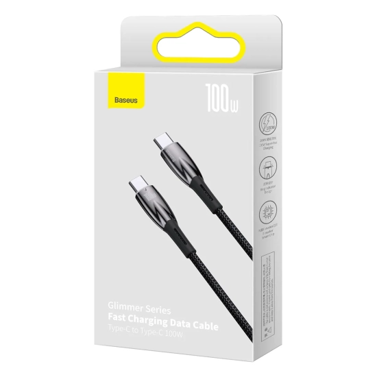 Baseus Glimmer Series USB-C – USB-C 100 W 1 m czarny