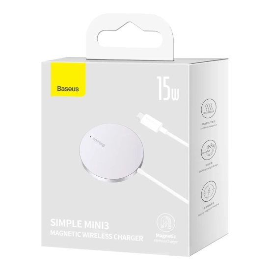 Mała ładowarka indukcyjna do telefonu MagSafe Simple Mini3 15W srebrny