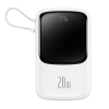 Baseus QC-PD-SCP-FCP powerbank 10000mAh 20W zwijany kabel biały — wariant produktu marki Baseus, kolor biały, pojemność
