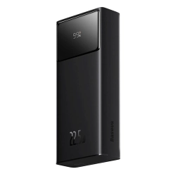 Powerbank 20000mAh USB-A USB-C z wyświetlaczem kablem 22.5W - czarny