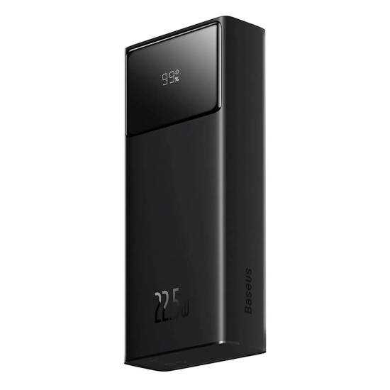 Powerbank 20000mAh USB-A USB-C z wyświetlaczem kablem 22.5W - czarny