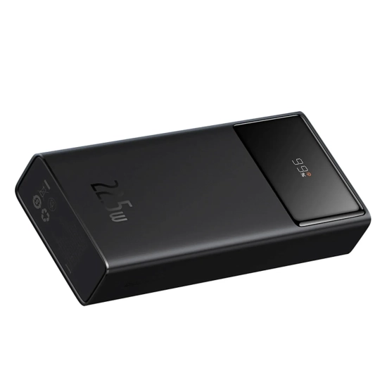 Powerbank 20000mAh USB-A USB-C z wyświetlaczem kablem 22.5W - czarny