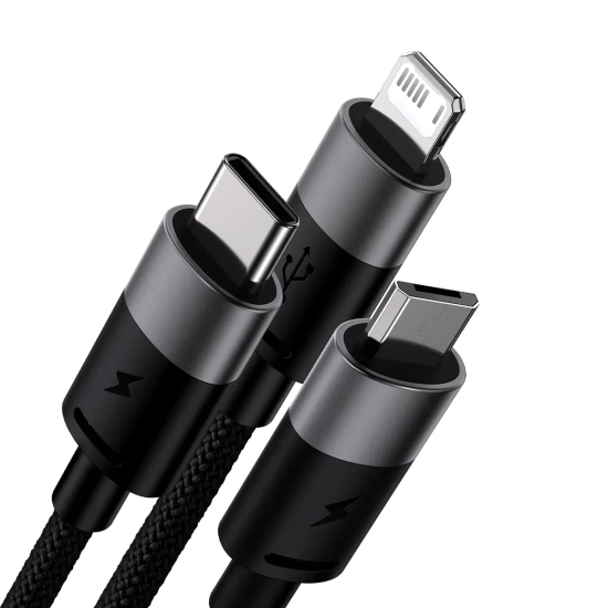 Kabel Baseus StarSpeed 3w1 USB-A 1,2 m czarny