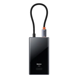 Szary hub Baseus PioneerJoy z wejściem USB-C i czterema portami USB-A 3.0.