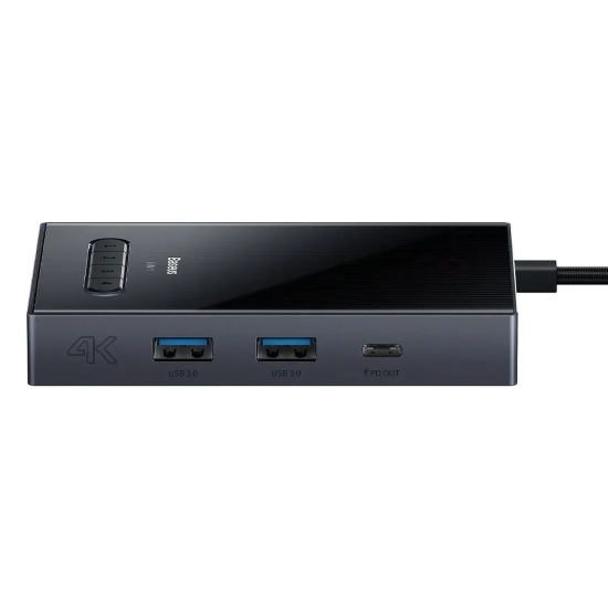Hub USB-C Baseus PioneerJoy 8w1 HDMI DP VGA szary