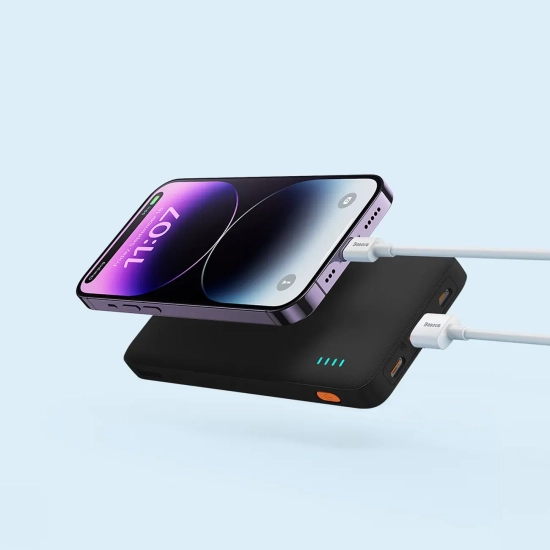 Powerbank Airpow 20W 10000mAh z kablem USB-A - USB-C 30cm - czarny