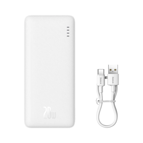 Baseus Airpow powerbank 10000mAh 20W biały — wariant produktu marki Baseus, kolor biały, pojemność 10000mAh, moc do 20W.