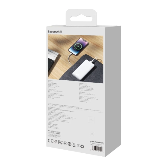 Baseus Airpow powerbank 10000 mAh 20 W biały