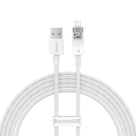 Baseus Explorer Series USB-A – Lightning 2,4A 2 m biały – przewód ze złączami USB-A – Lightning w kolorze biały.
