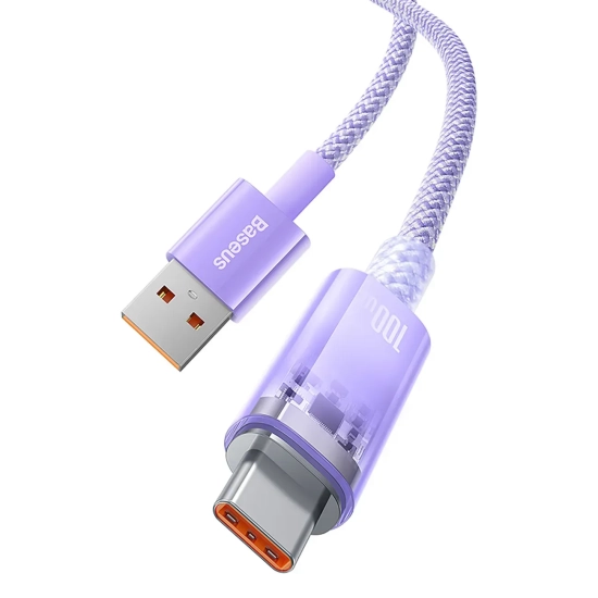 Kabel Baseus Explorer USB-A – USB-C 100W 1 m fioletowy