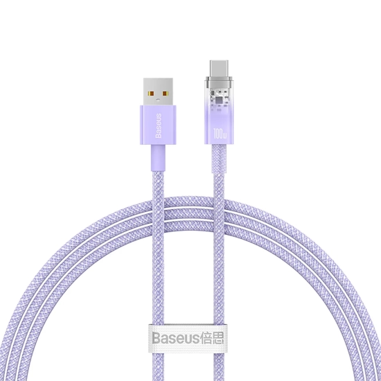 Baseus Explorer USB-A – USB-C 100W 1 m fioletowy – przewód ze złączami USB-A – USB-C w kolorze fioletowy.