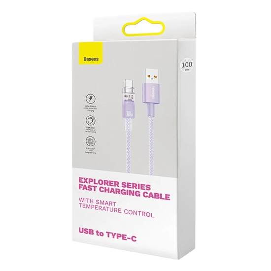 Baseus Explorer USB-A – USB-C 100 W 1 m fioletowy