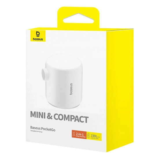Baseus Pompka turystyczna PocketGo 3,5 kPa USB-C biała