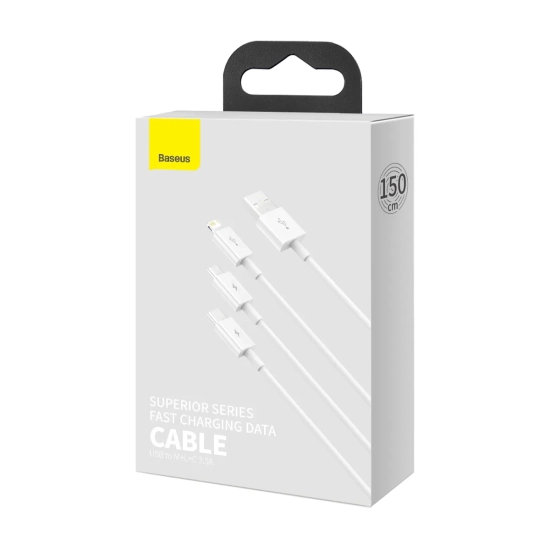 Baseus Superior Series USB-A – USB-C / Lightning / micro USB 3,5A 1 m biały