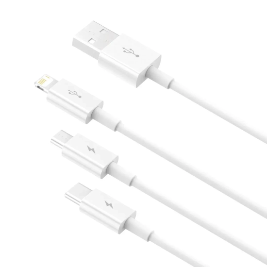 Kabel Baseus Superior 3w1 USB-A 3,5A 0,5 m biały