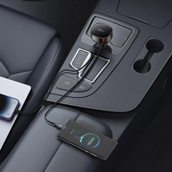 Ładowarka samochodowa USB-A ze zwijanym kablem iPhone Lightning 55W