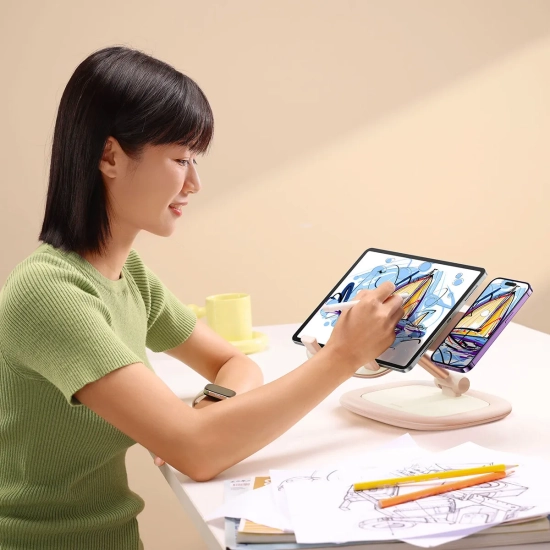 Baseus Seashell Series stojak na tablet i telefon różowy