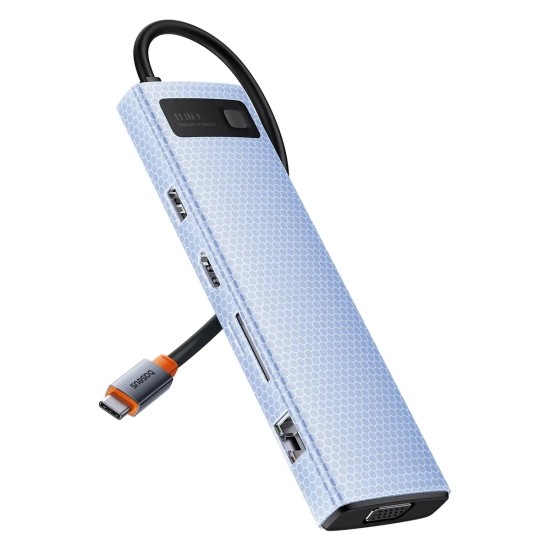 Hub USB-C Baseus Metal Gleam 11w1 HDMI VGA RJ45 szary