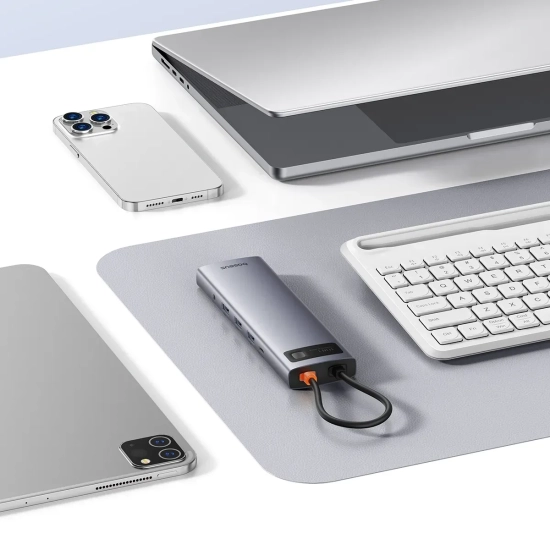 Hub USB-C Baseus Metal Gleam 11w1 HDMI VGA RJ45 szary
