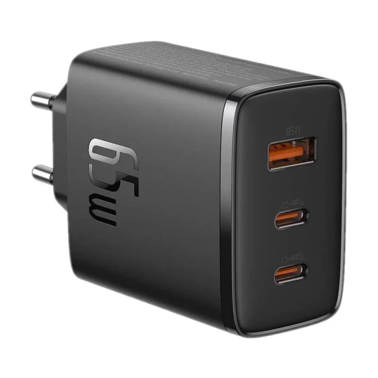 Baseus Cube Pro ładowarka sieciowa 65W GaN 2x USB-C czarna — wariant produktu marki Baseus, kolor czarny, moc do 65W.