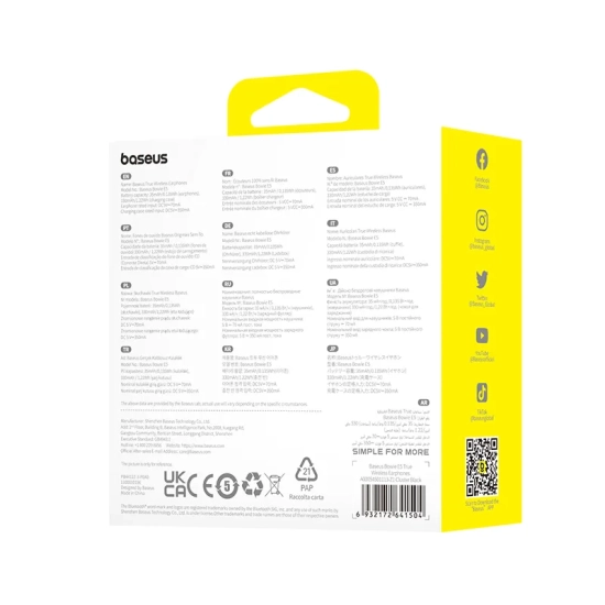 Baseus Słuchawki Bowie E5 TWS Bluetooth 5.3 czarne
