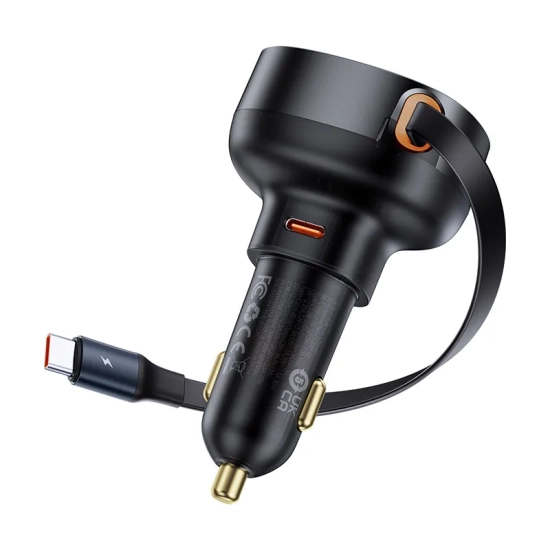 Baseus Enjoyment Pro ładowarka samochodowa 60W zwijany kabel czarna — wariant produktu marki Baseus, kolor czarny, moc d