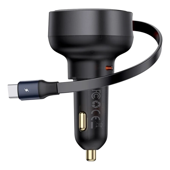 Baseus Enjoyment Pro ładowarka samochodowa 60 W zwijany kabel czarna