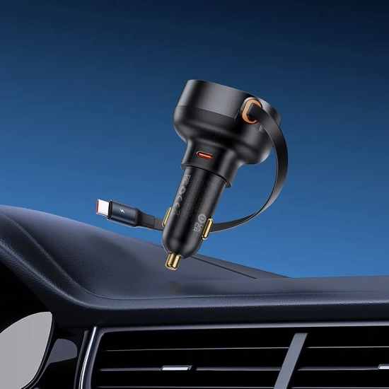 Baseus Enjoyment Pro ładowarka samochodowa 60 W zwijany kabel czarna