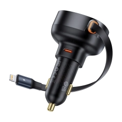 Ładowarka samochodowa ze zwijanym kablem do iPhone Lightning USB-C 60W