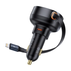 Baseus Enjoyment Pro ładowarka samochodowa 60W zwijany kabel czarna — wariant produktu marki Baseus, kolor czarny, moc d