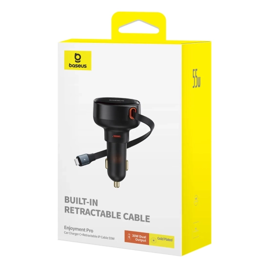 Baseus Enjoyment Pro ładowarka samochodowa 60 W zwijany kabel czarna