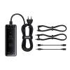 Ładowarka sieciowa USB-A USB-C GaN 240W z kablem zasilającym - czarna
