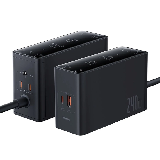 Baseus Ładowarka biurkowa Digital GaN 240 W 3x USB-C USB-A