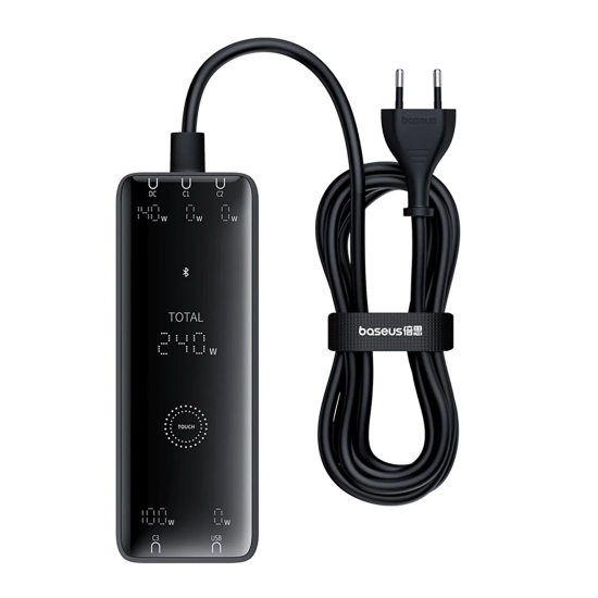 Baseus Ładowarka biurkowa Digital GaN 240 W 3x USB-C USB-A