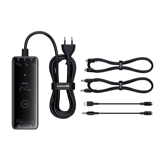 Baseus Ładowarka biurkowa Digital GaN 240 W 3x USB-C USB-A