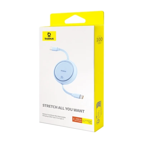 Baseus Kabel Free2Draw Mini USB-C–USB-C 100 W 1 m niebieski