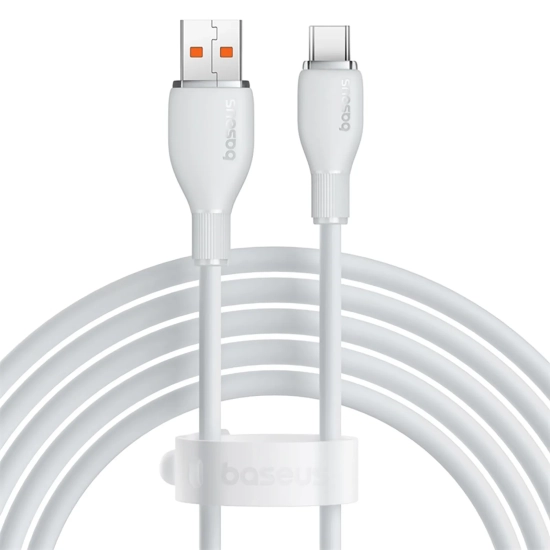 Baseus Pudding Series USB-A – USB-C 100W 1,2 m biały – przewód ze złączami USB-A – USB-C w kolorze biały.