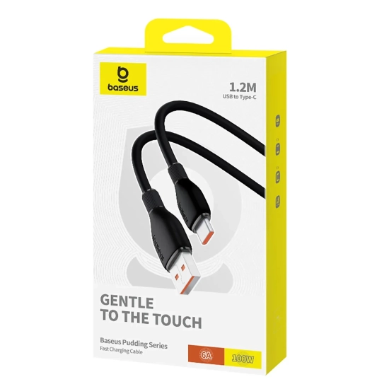 Kabel Baseus Pudding USB-A – USB-C 100W 1,2 m czarny