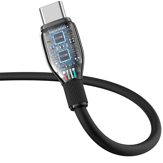 Kabel Baseus Pudding USB-A – USB-C 100W 1,2 m czarny