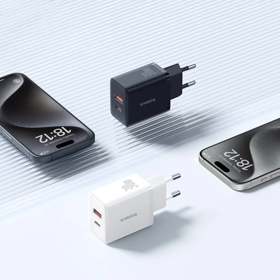Baseus Cube Pro ładowarka sieciowa 30 W USB-C USB-A czarna