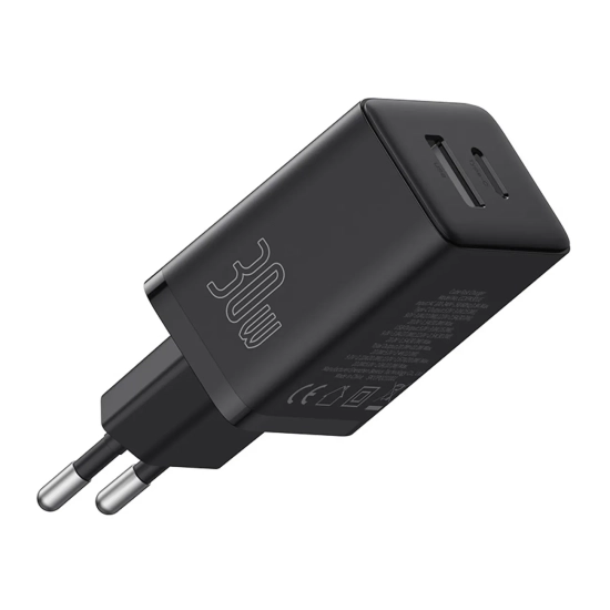 Baseus Cube Pro ładowarka sieciowa 30 W USB-C USB-A czarna