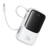 Baseus Qpow Pro+ powerbank 10000 mAh 22.5 W zwijany kabel biały