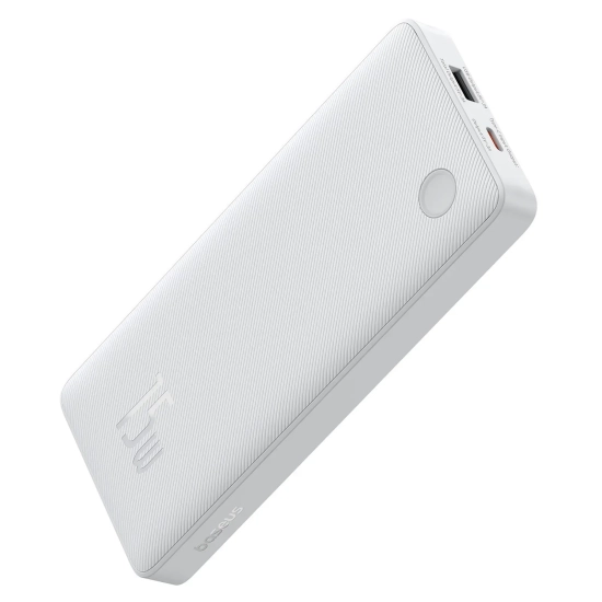 Powerbank 10000mAh 15W Airpow Lite z kablem USB-A - USB-C 30cm - biały