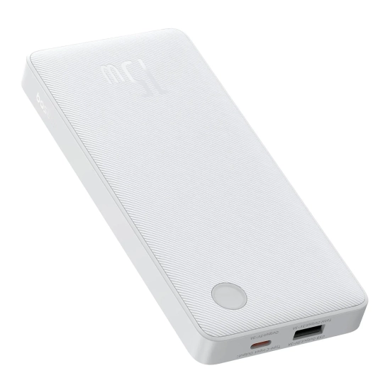 Powerbank 10000mAh 15W Airpow Lite z kablem USB-A - USB-C 30cm - biały
