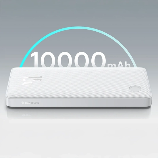 Powerbank 10000mAh 15W Airpow Lite z kablem USB-A - USB-C 30cm - biały