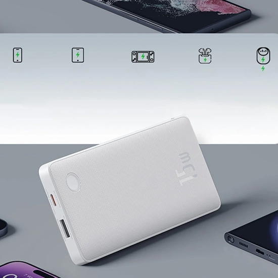 Baseus Airpow Lite powerbank 10000 mAh 15 W biały