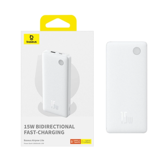Baseus Airpow Lite powerbank 10000 mAh 15 W biały