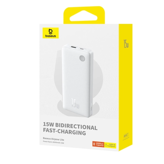 Baseus Airpow Lite powerbank 10000 mAh 15 W biały